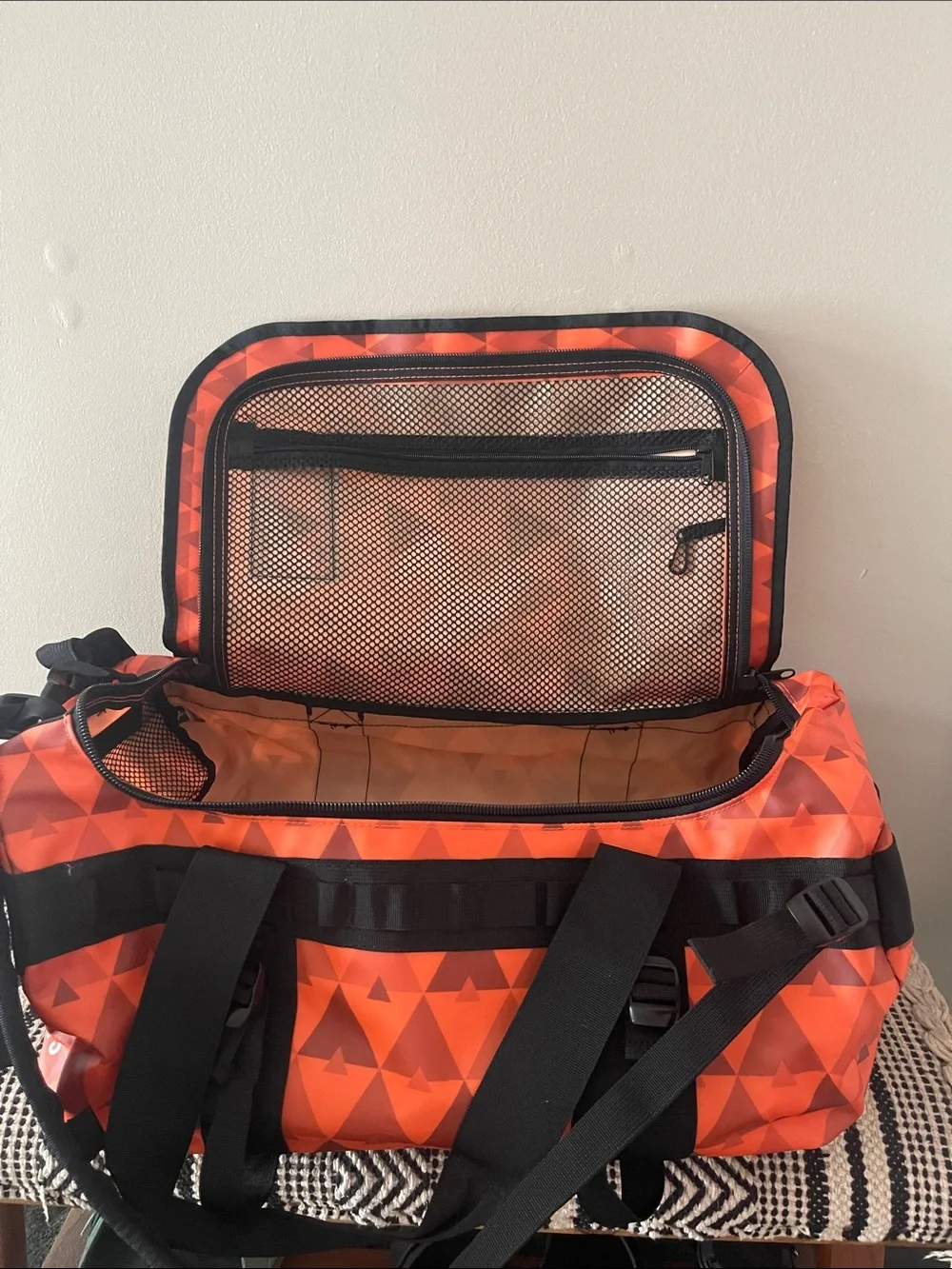 Orange Geometric Men's Duffel Bag - Backpack